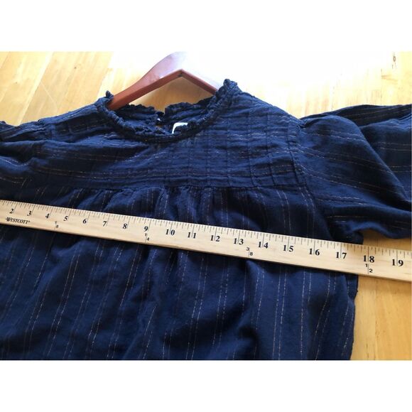 Maeve Womens Reston Metallic Striped Top Blue  Small - Picture 9 of 12